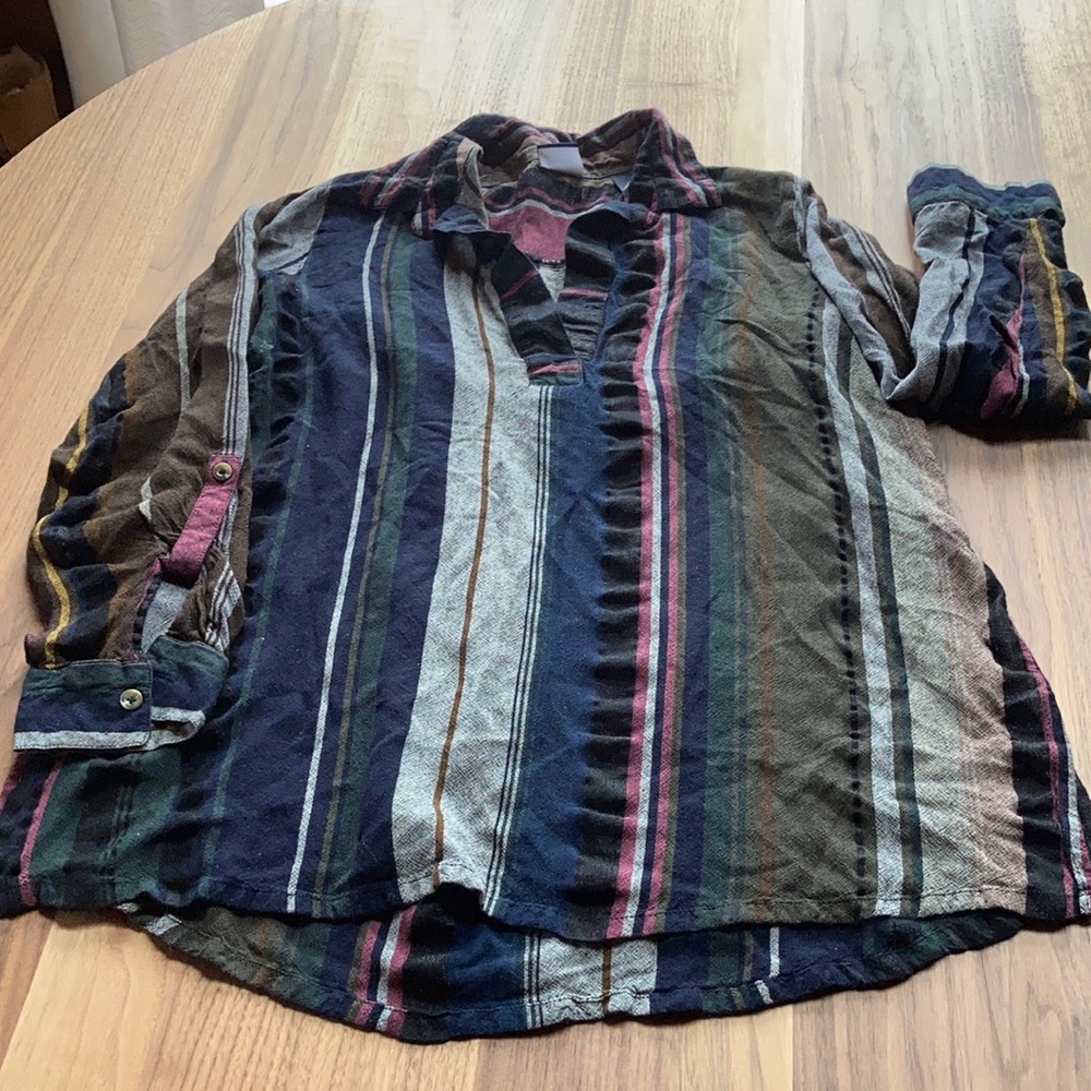 Boho multi colored striped shirt